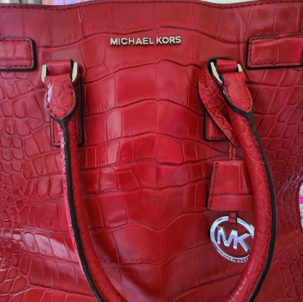 Michael Kors Croc, Shoulder, Red leather bag‎